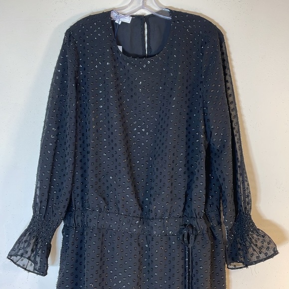 NWT. Libby Edelman XXL Shimmer Swiss Dot Long Sleeve Dress. - Picture 4 of 11